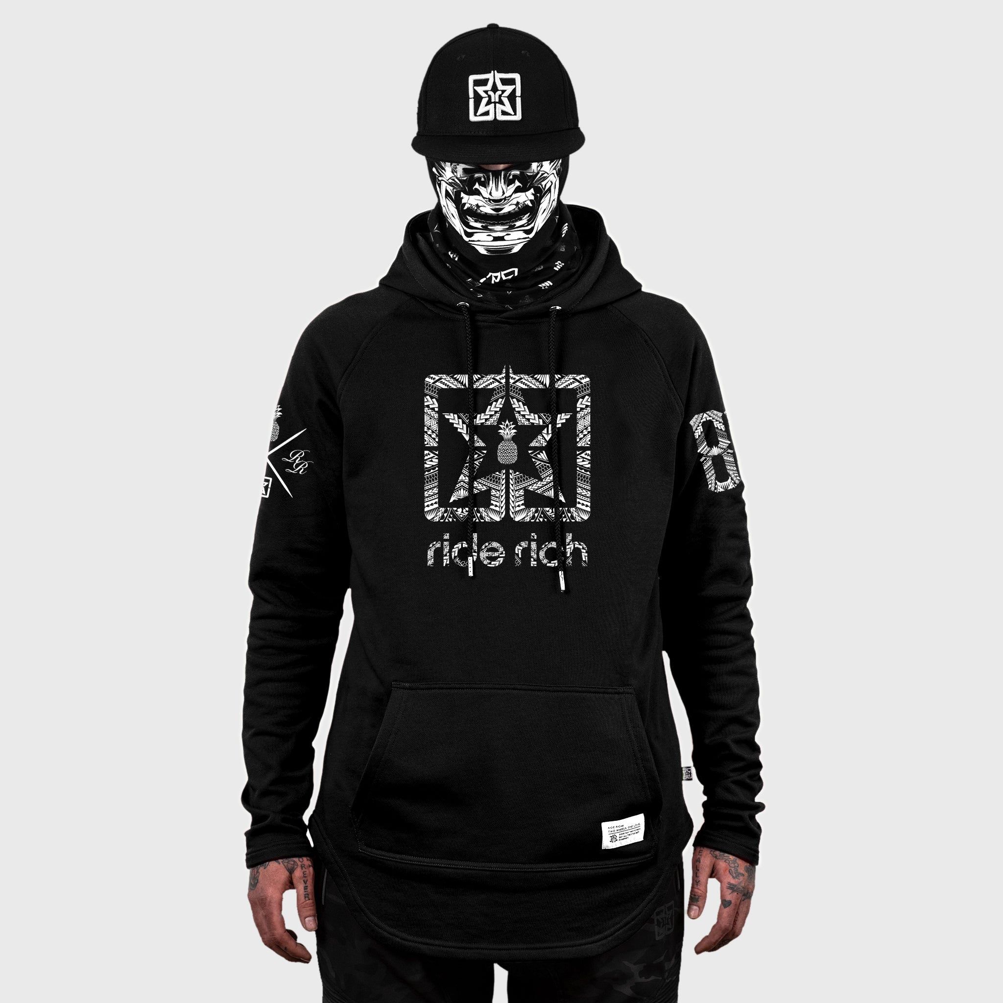 Home Grown 808 Edition Scoop Pullover Hoodie {White on Black}