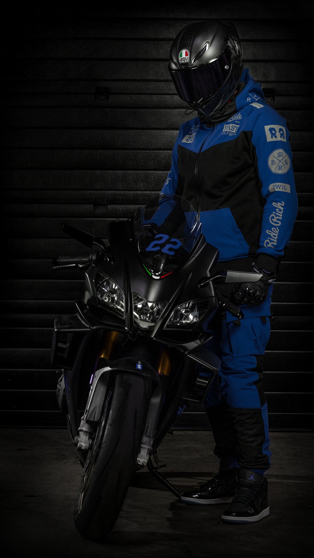 Regency™ V2.Flow™ Mesh Armoured Hooded Jacket {RR GP/Blue}