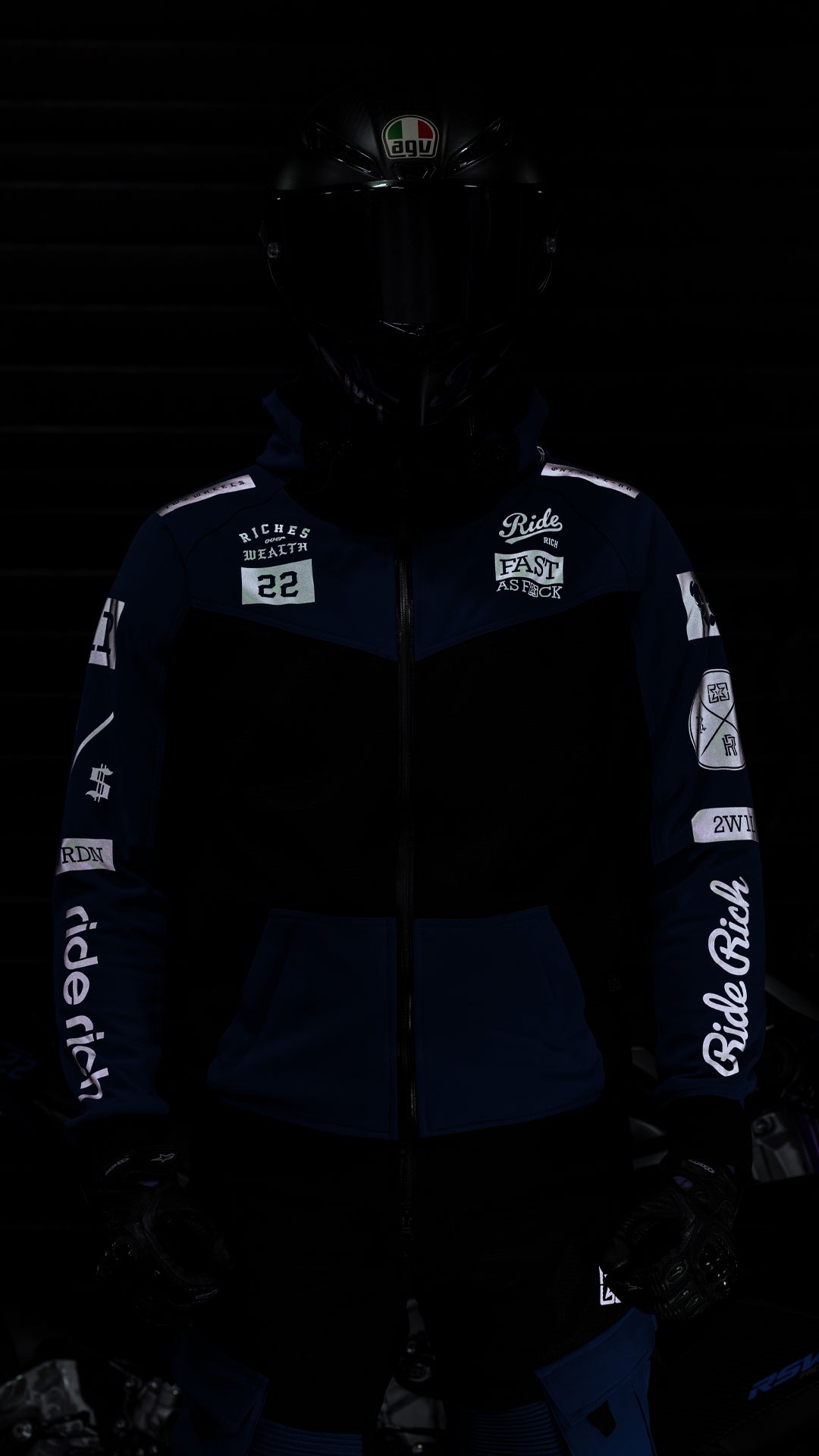 Regency™ V2.Flow™ Mesh Armoured Hooded Jacket {RR GP/Blue}