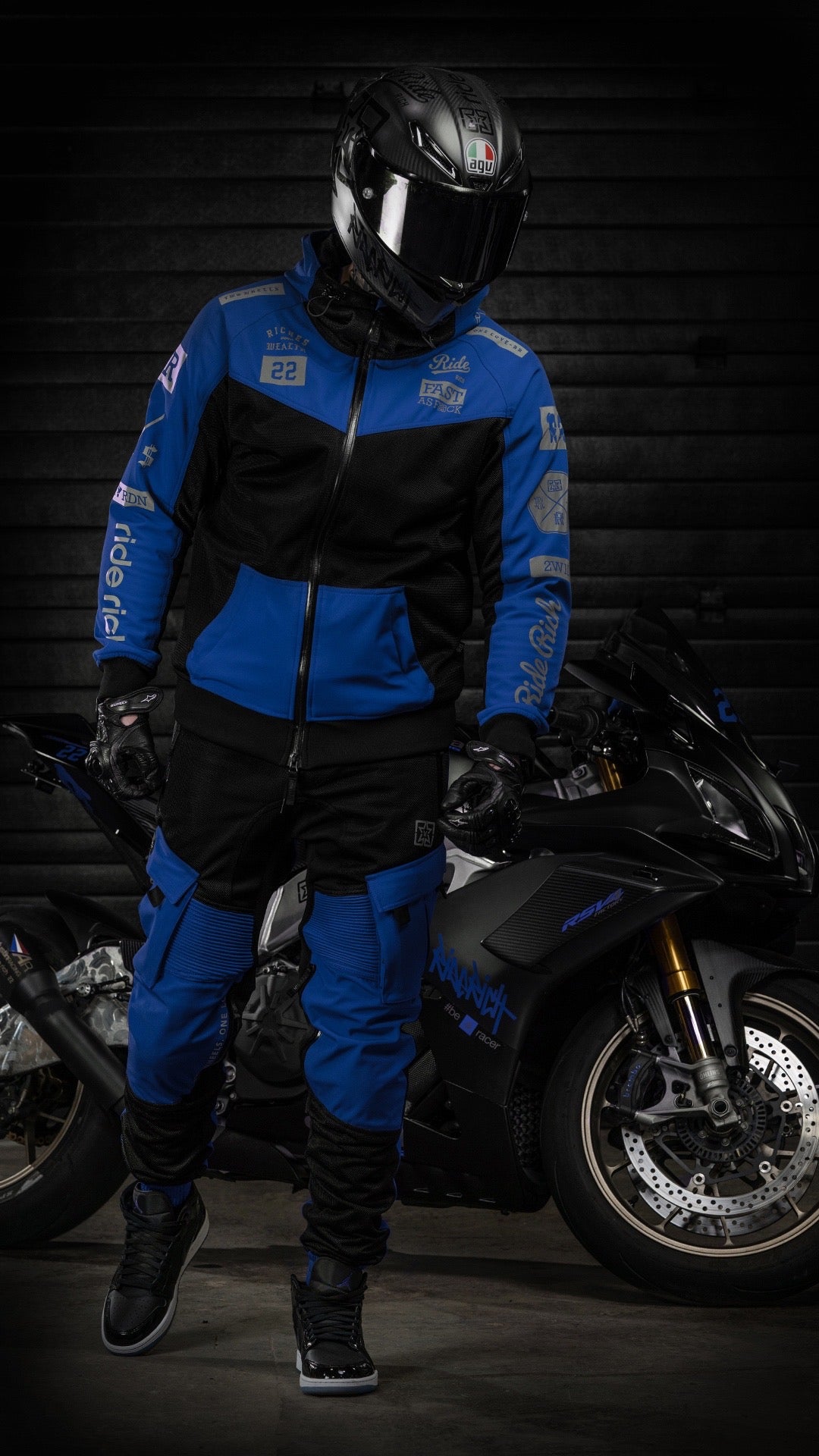 Regency™ V2.Flow™ Mesh Armoured Hooded Jacket {RR GP/Blue}