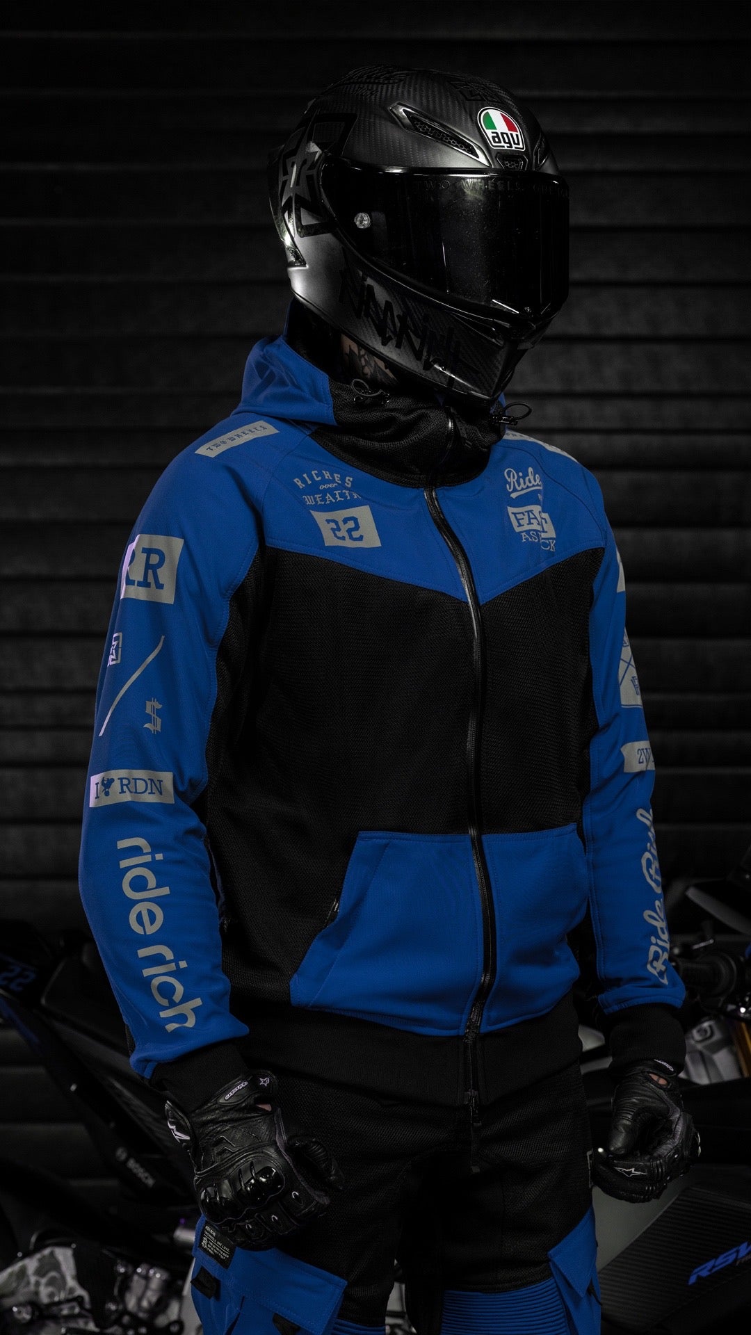 Regency™ V2.Flow™ Mesh Armoured Hooded Jacket {RR GP/Blue}