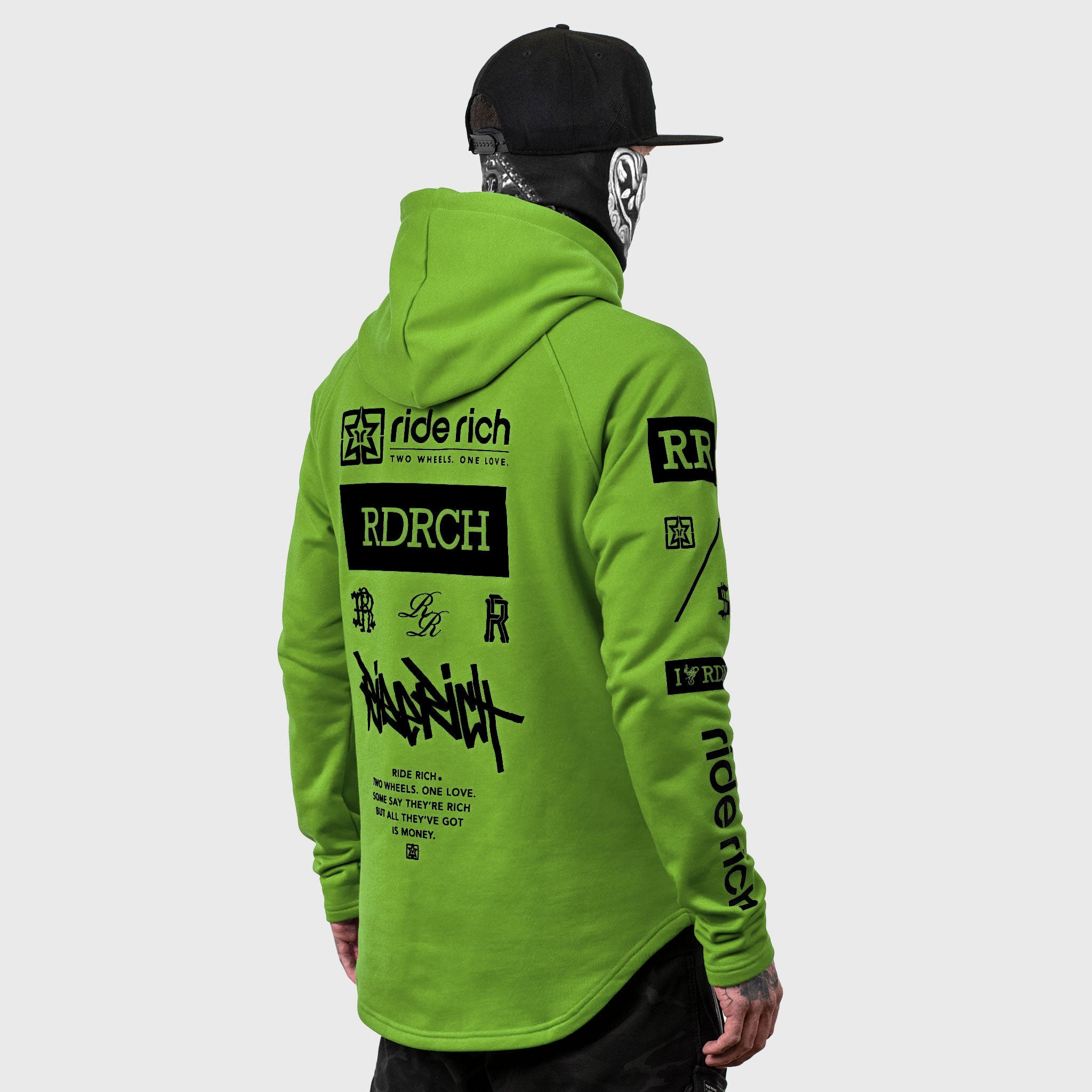 RR GP Scoop Pullover Hoodie {Black on Lime Green}
