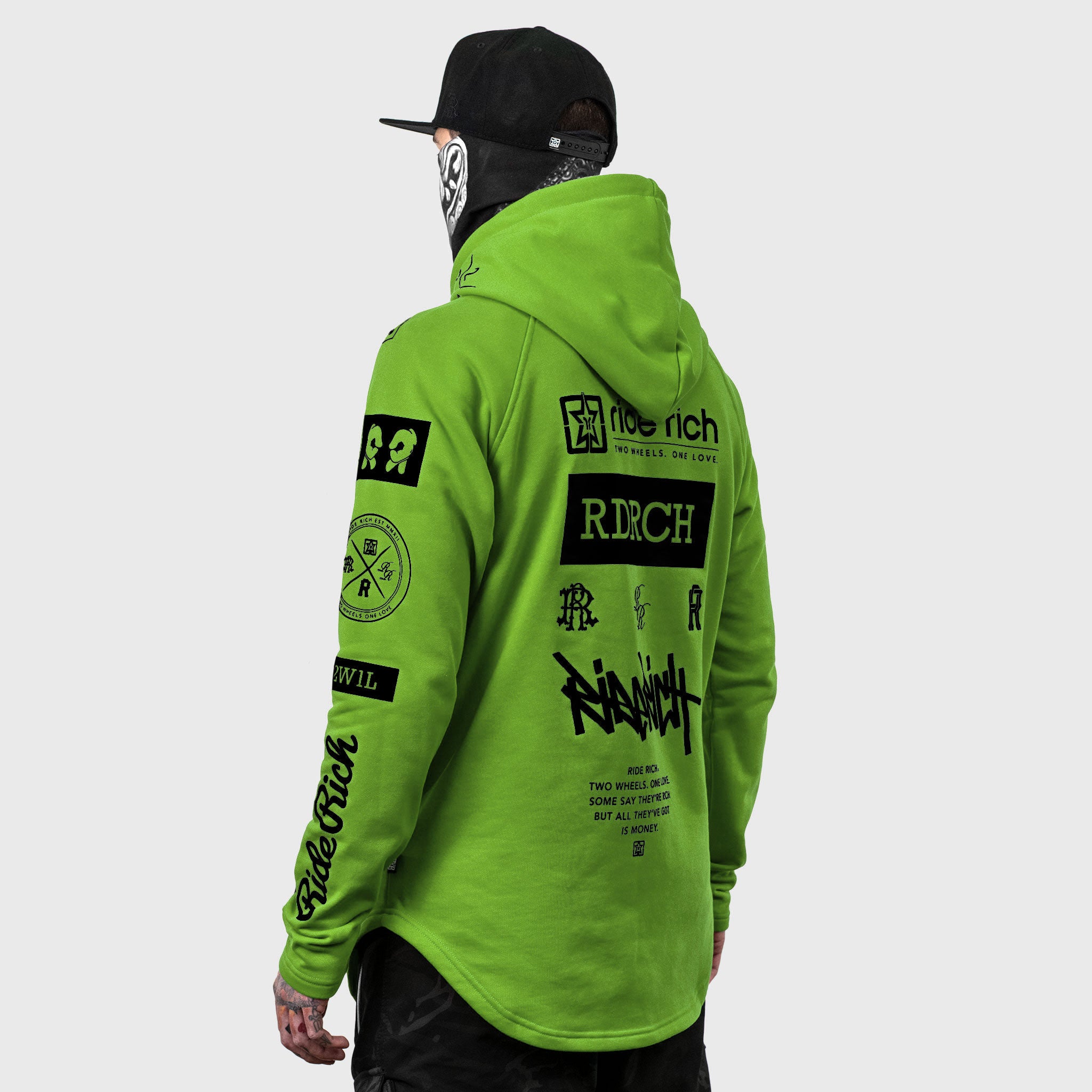 RR GP Scoop Pullover Hoodie {Black on Lime Green}
