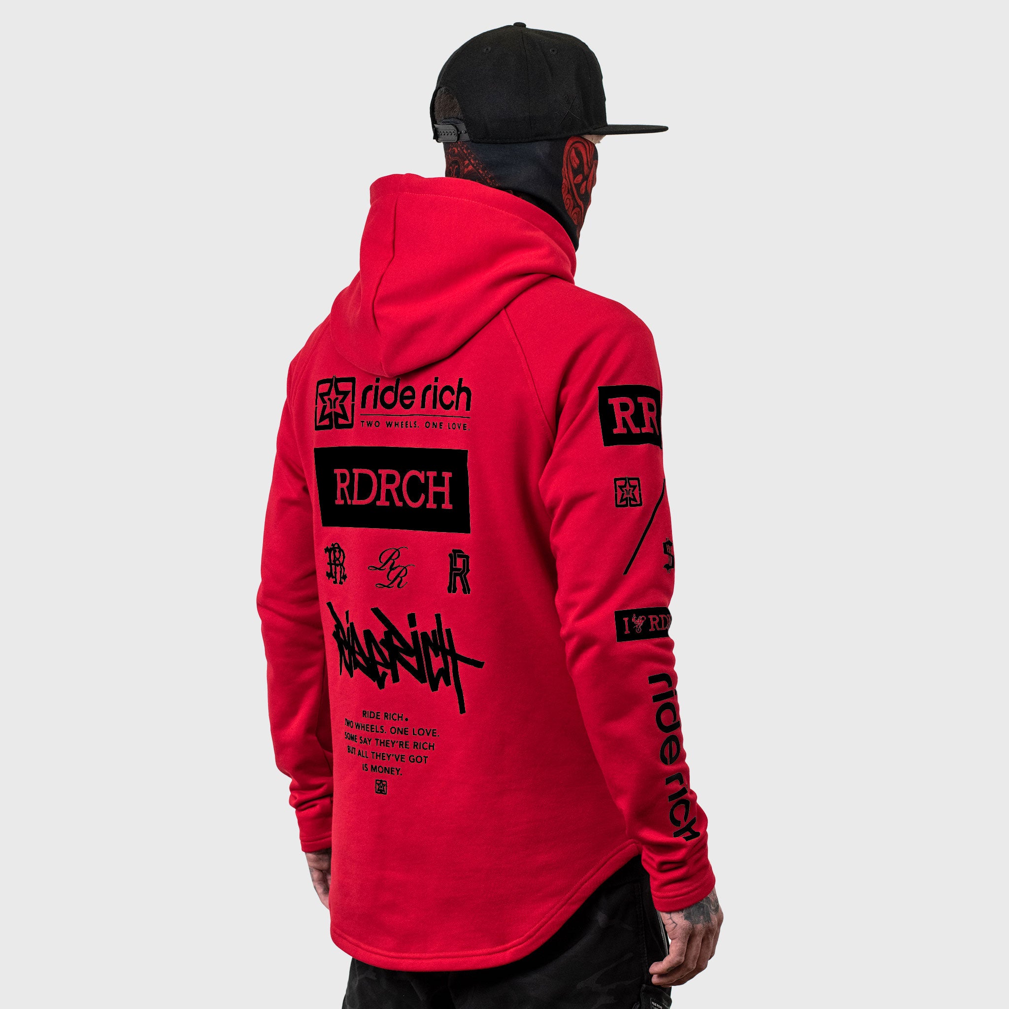 RR GP Scoop Pullover Hoodie {Black on Red}