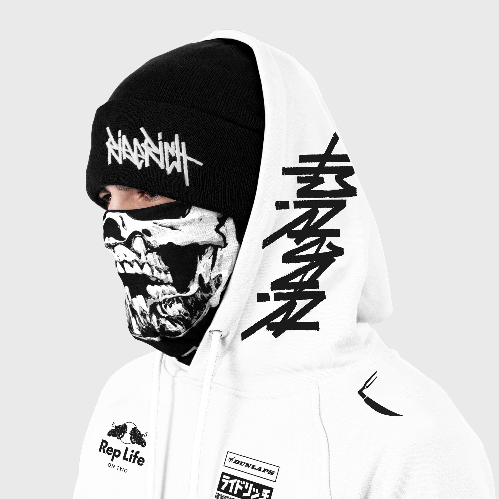 RR Racing Scoop Pullover Hoodie {Black on White}