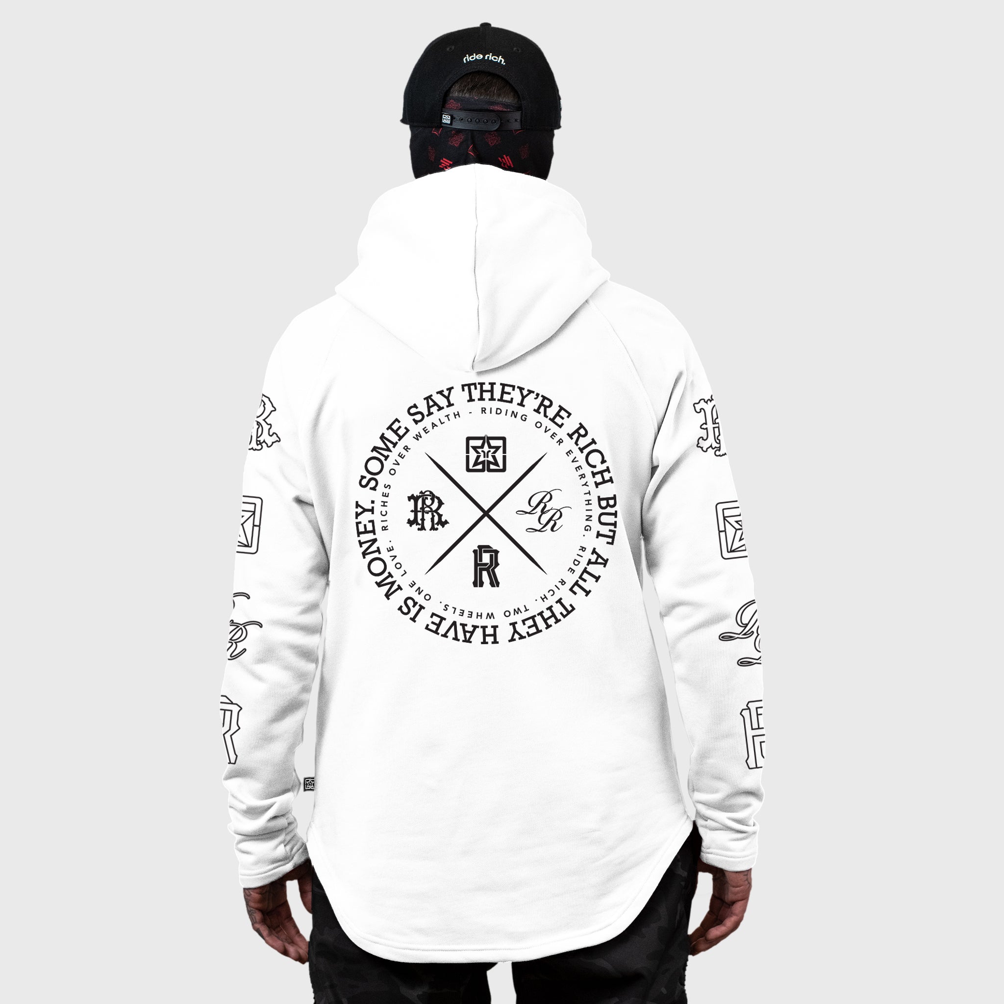 The Motto Scoop Pullover Hoodie {Black on White}