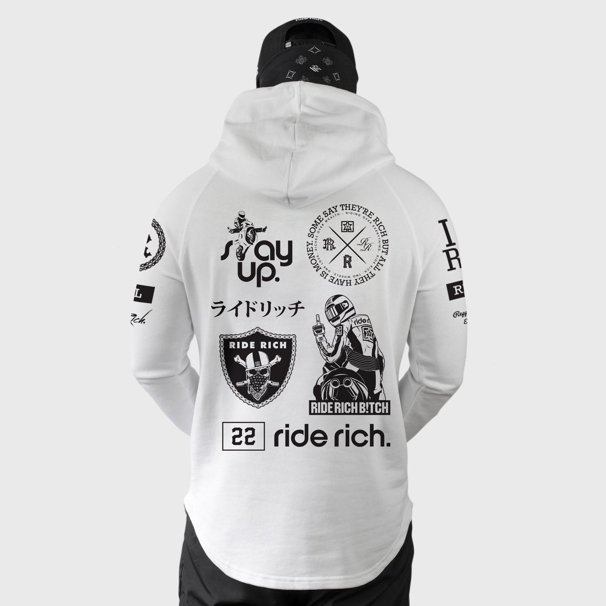 Branded V2 Scoop Pullover Hoodie {Black on White}