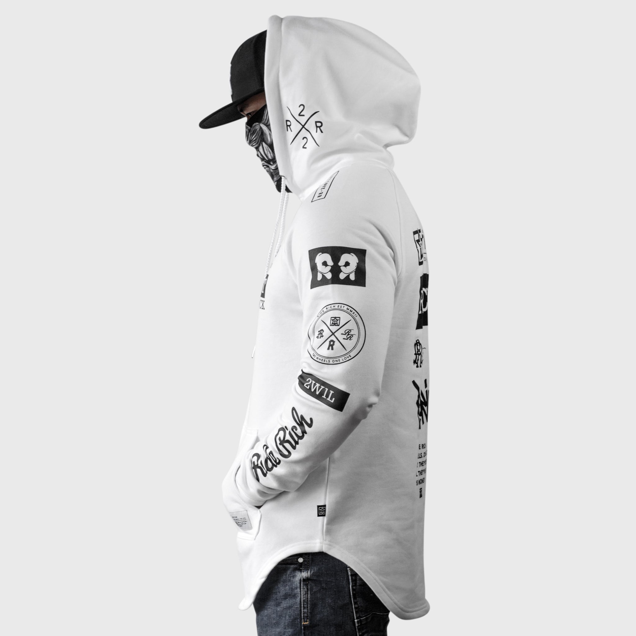 RR GP Scoop Pullover Hoodie {Black on White}