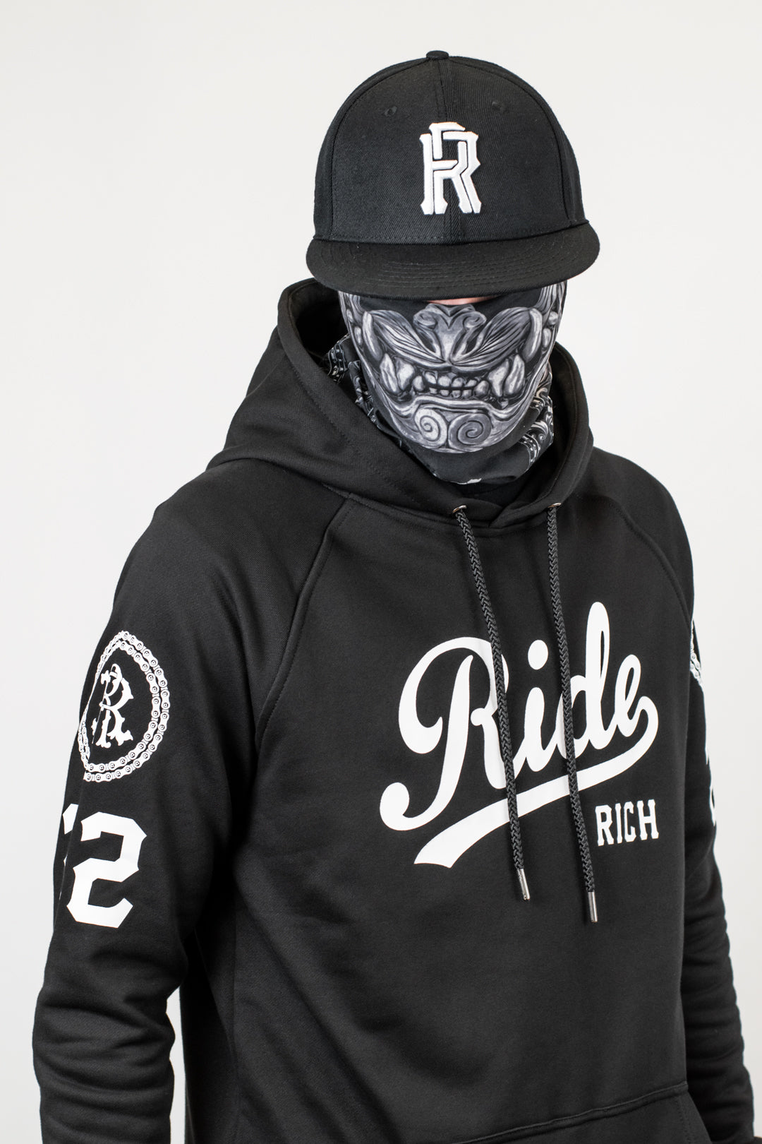 RR Squad Scoop Pullover Hoodie {White on Black}