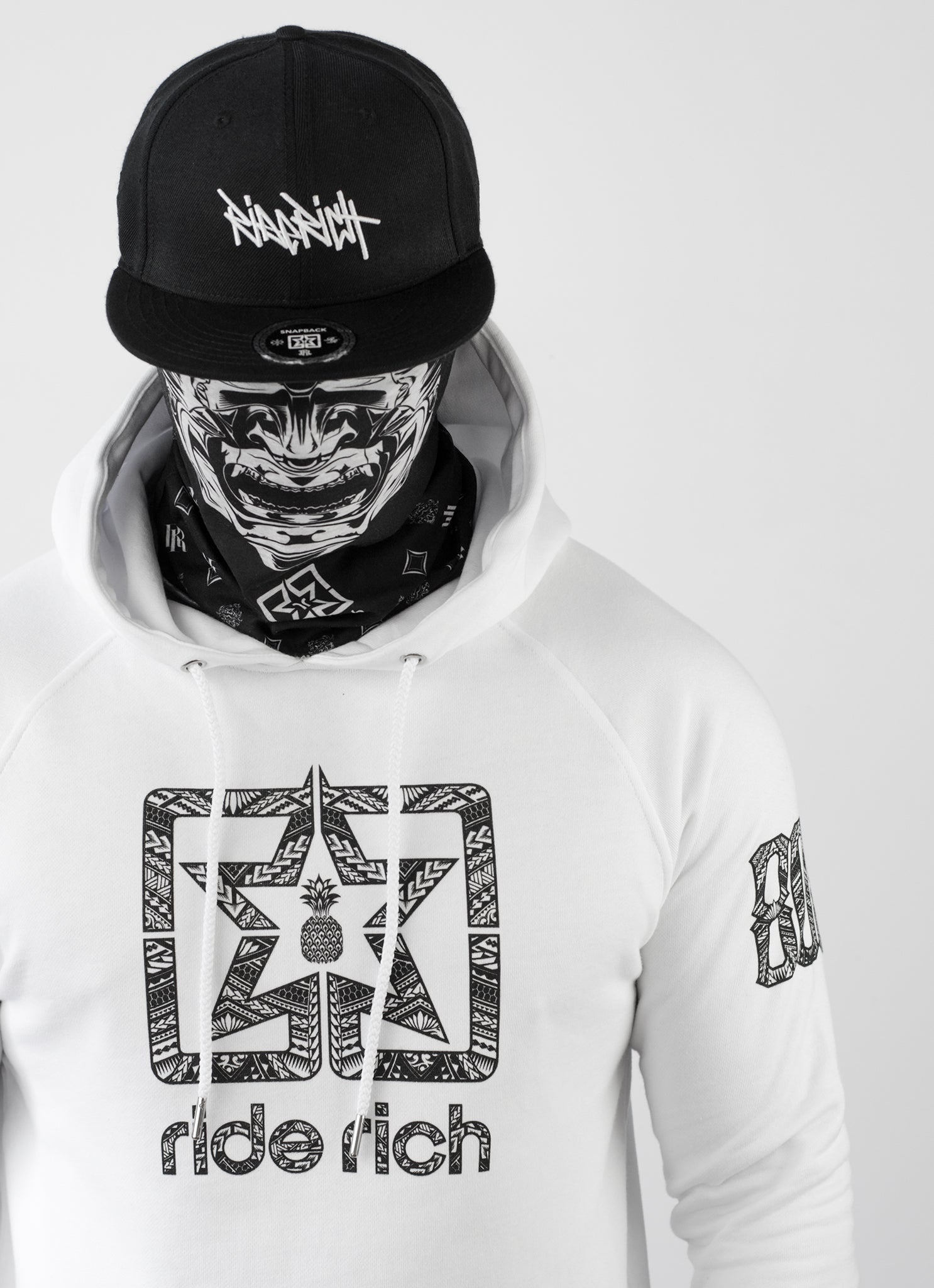 Home Grown 808 Edition Scoop Pullover Hoodie {Black on White}