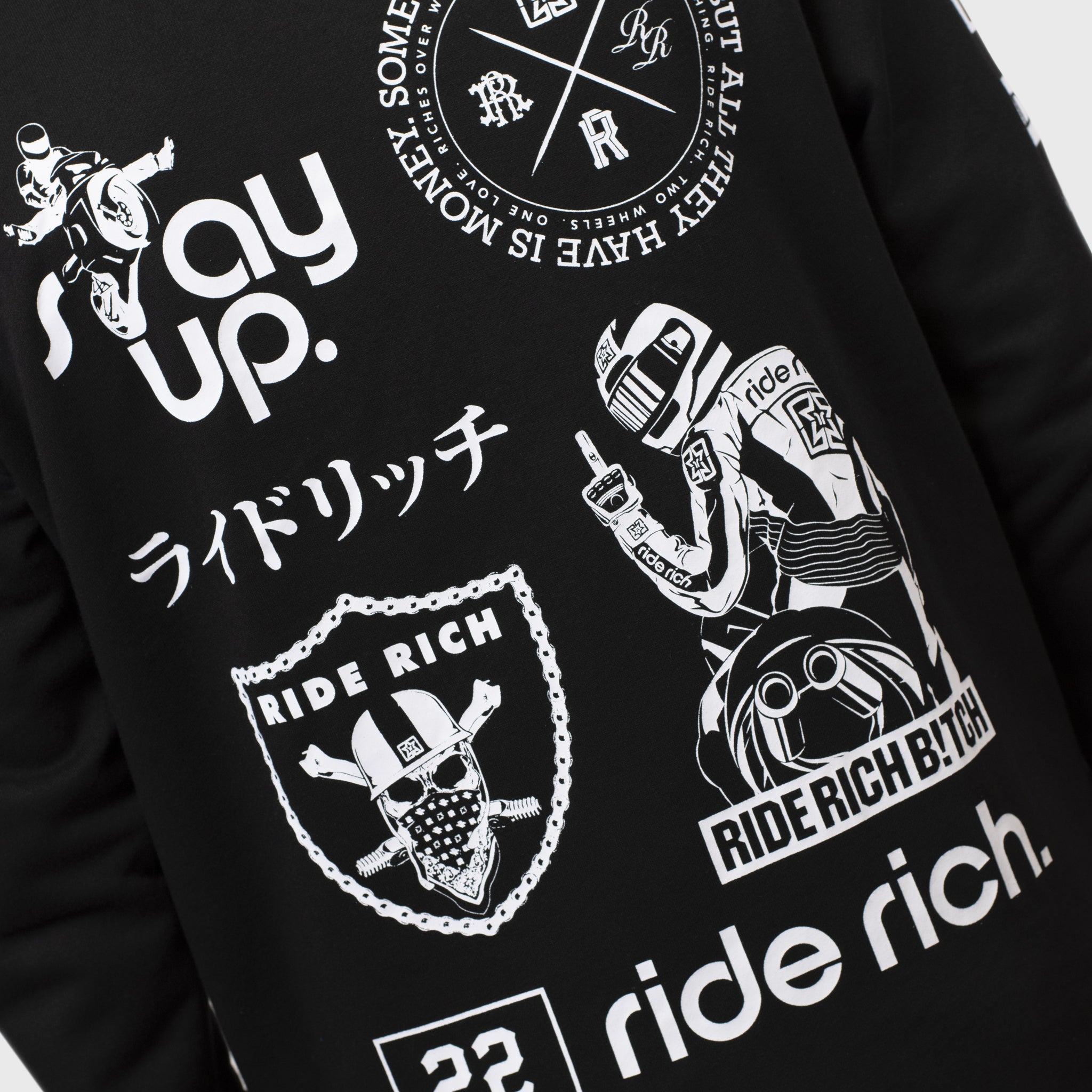 Branded V2 Scoop Pullover Hoodie {White on Black}