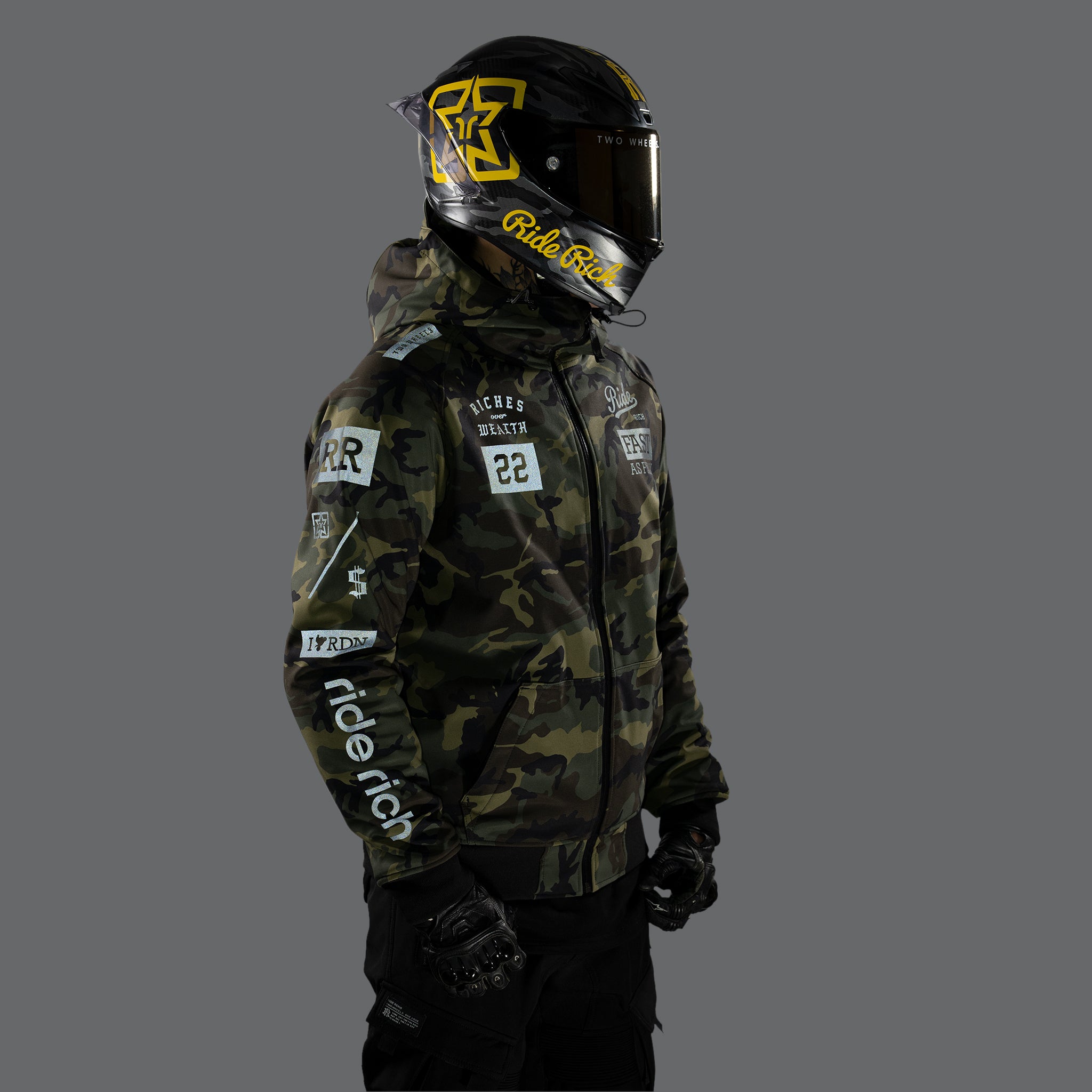 Regency™ Armoured Softshell Hooded Jacket {RR GP/Woodland Camo}