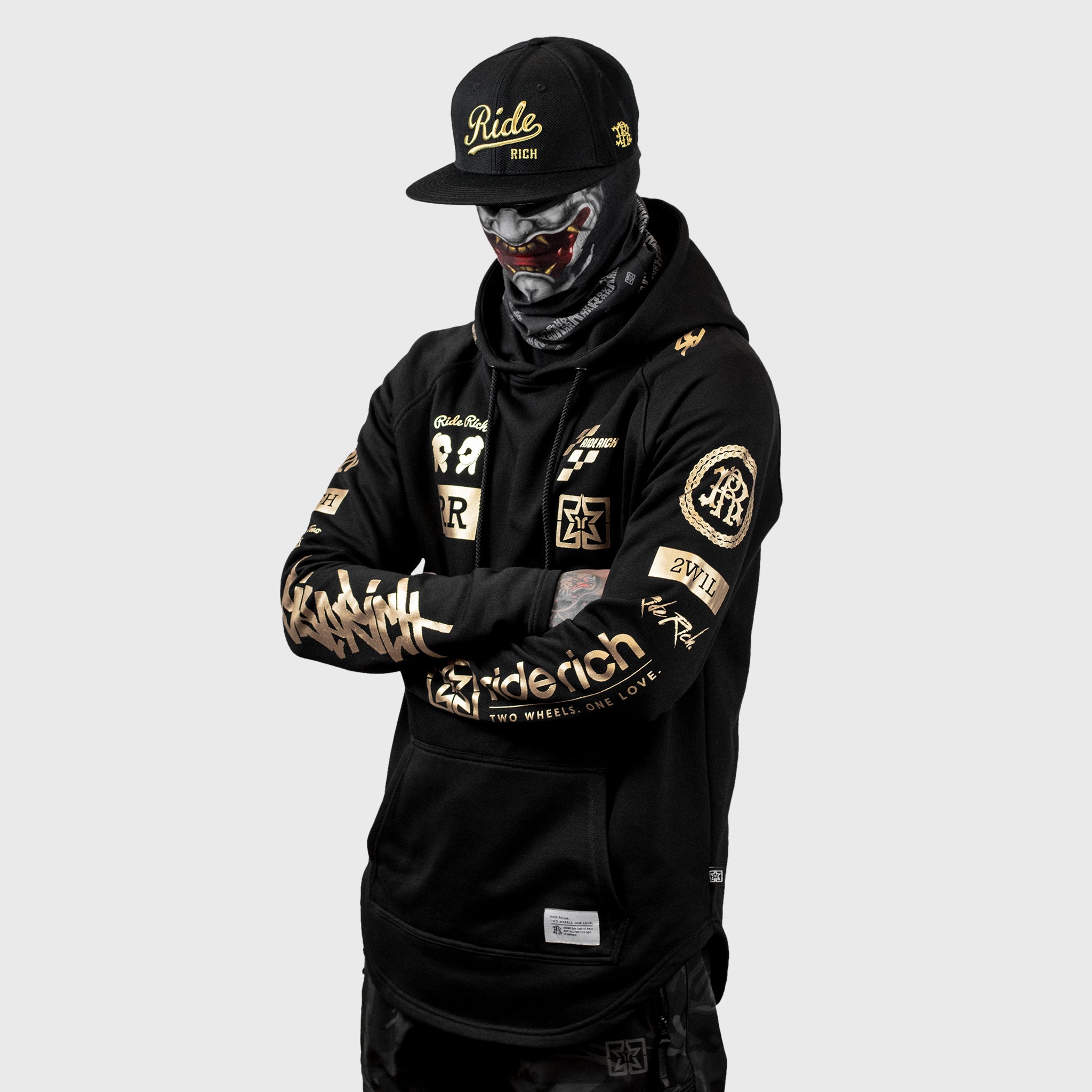 Branded V2 Scoop Pullover Hoodie {Gold on Black}