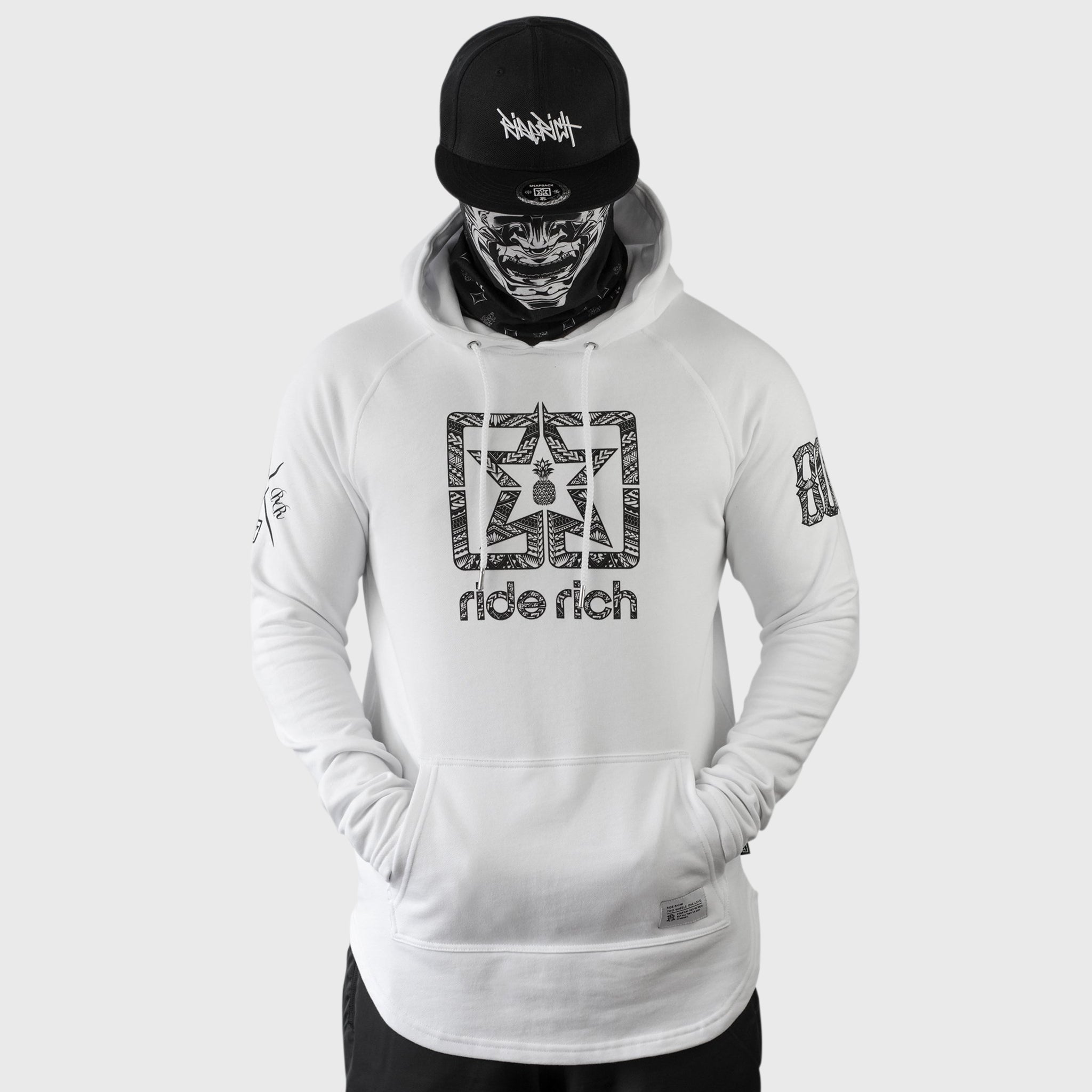 Home Grown 808 Edition Scoop Pullover Hoodie {Black on White}