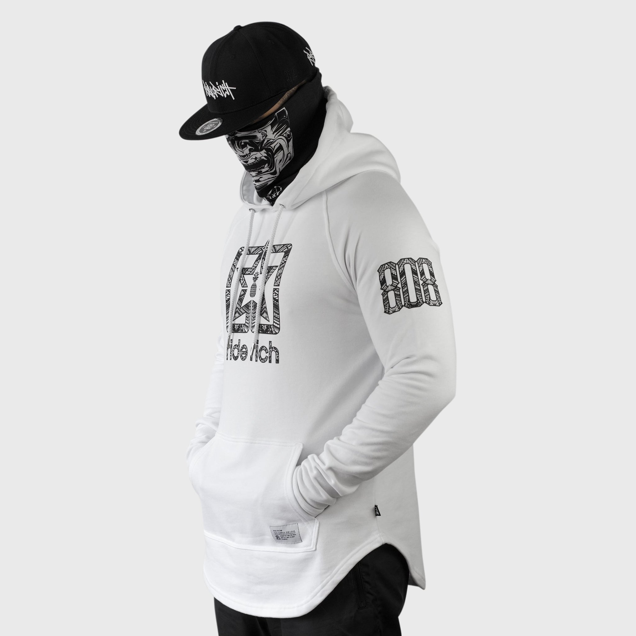 Home Grown 808 Edition Scoop Pullover Hoodie {Black on White}