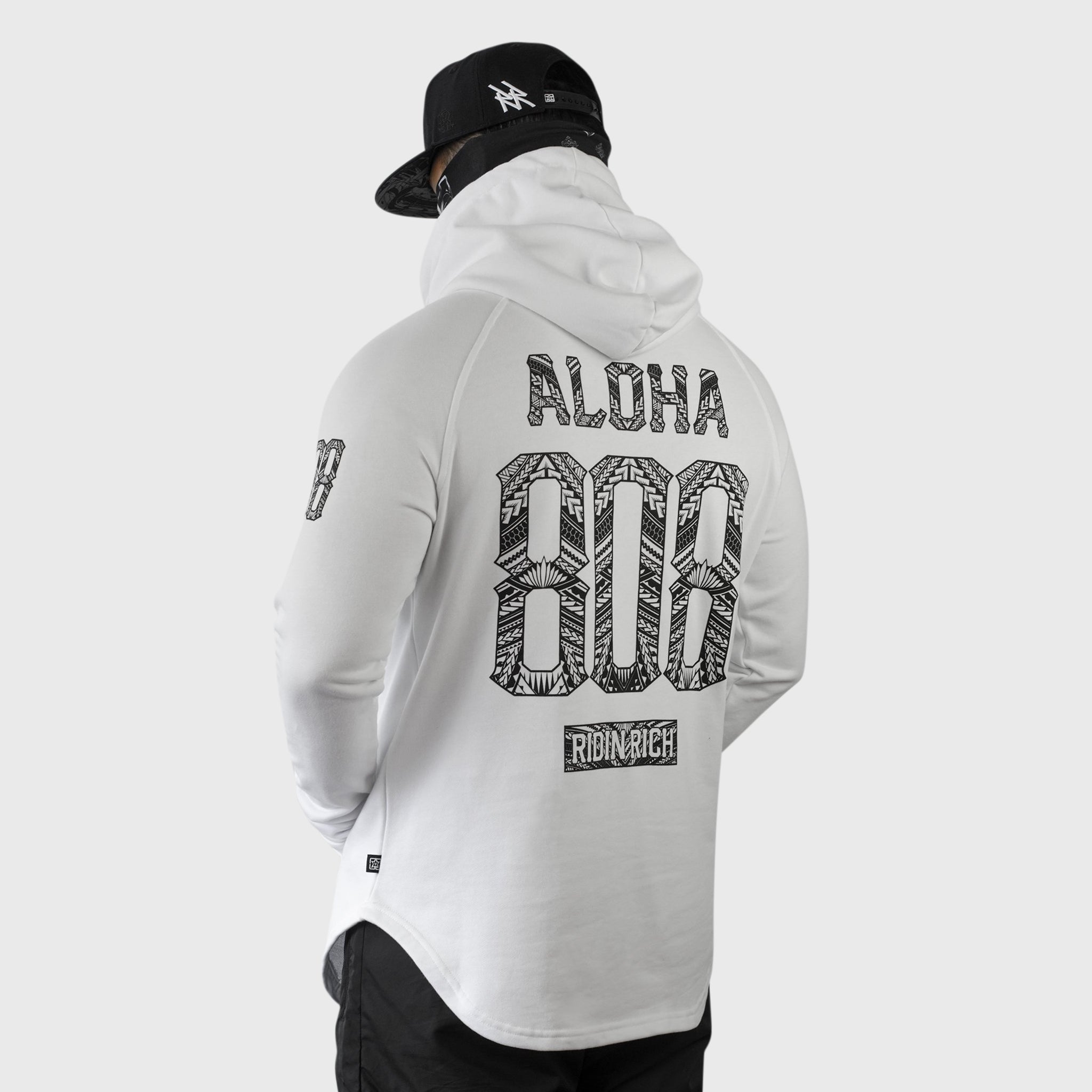 Home Grown 808 Edition Scoop Pullover Hoodie {Black on White}