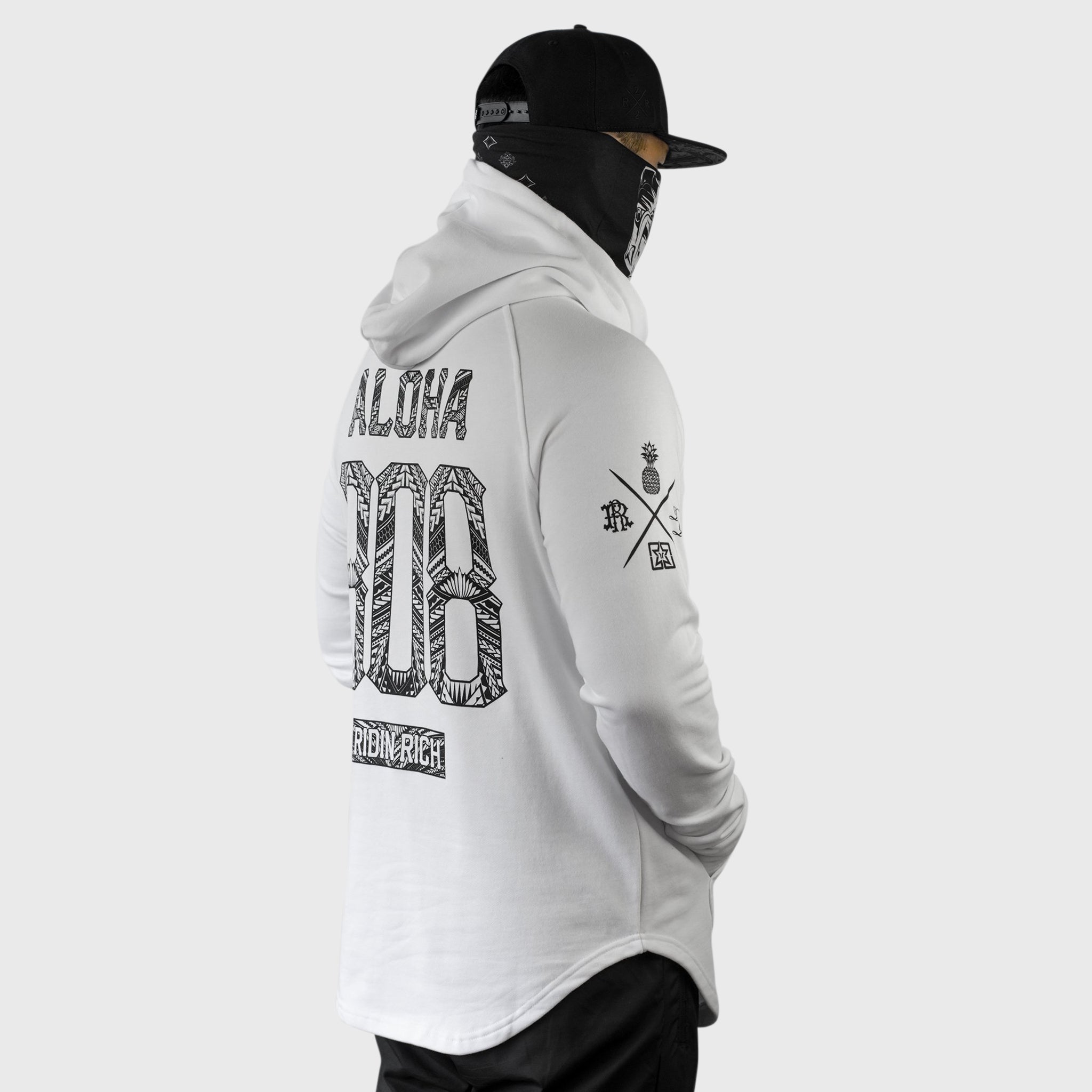 Home Grown 808 Edition Scoop Pullover Hoodie {Black on White}