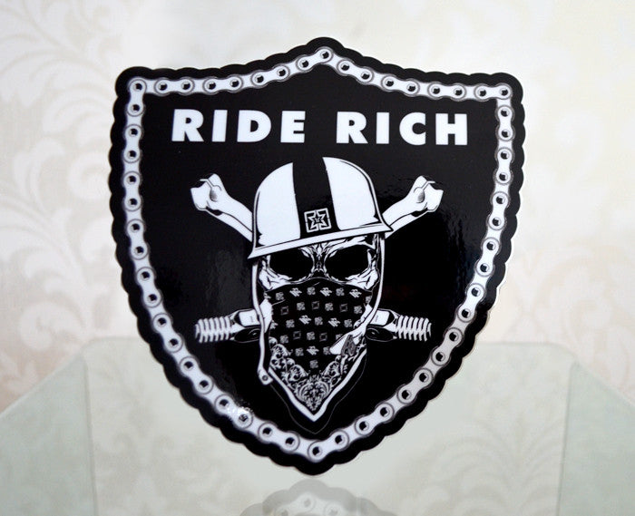 Ride Rich Crest {Large} - Vinyl Motorcycle Sticker