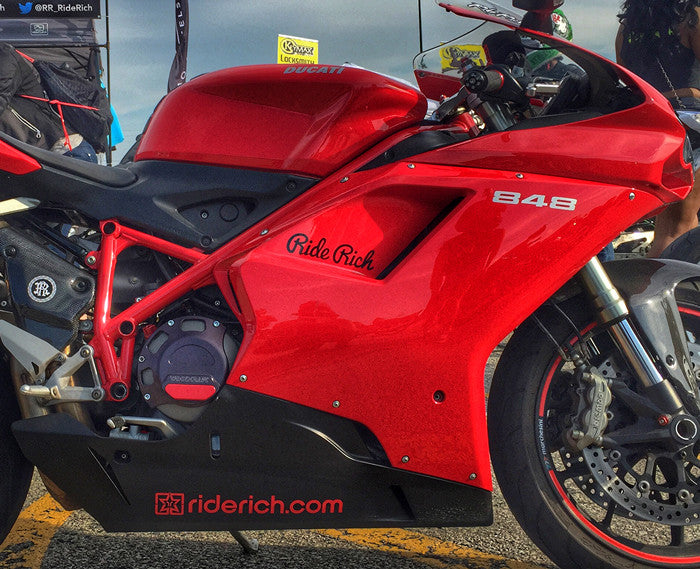 Ride Rich Dot Com Vinyl Decal View 2 - Custom Motorcycle Decal