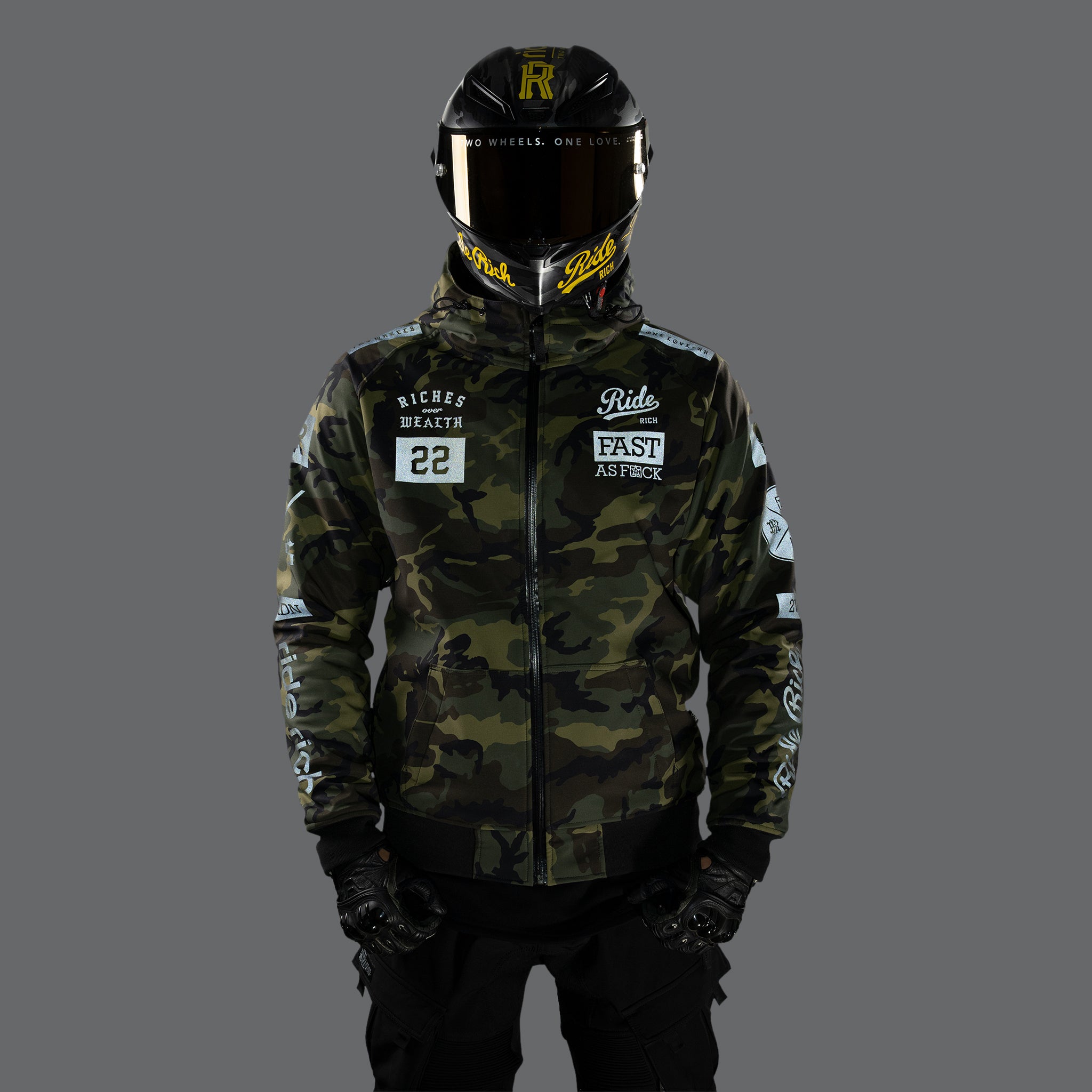 Regency™ Armoured Softshell Hooded Jacket {RR GP/Woodland Camo}